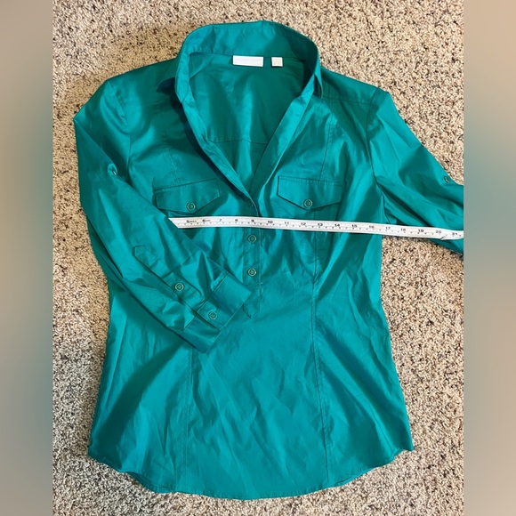 New York & Co. Stretch M Teal Blouse - Picture 2 of 7